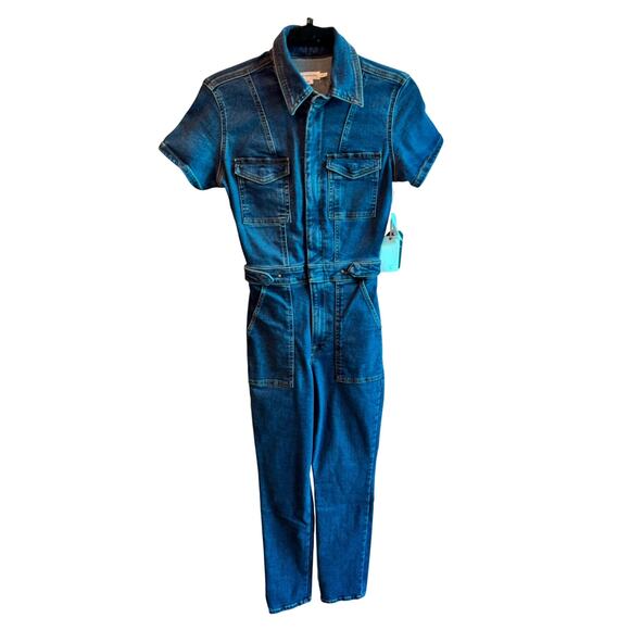 Good American Pants - $199 Good American Dark Blue Denim Jumpsuit XS NWT